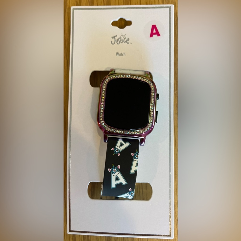 Justice NWT watch with letter A on band